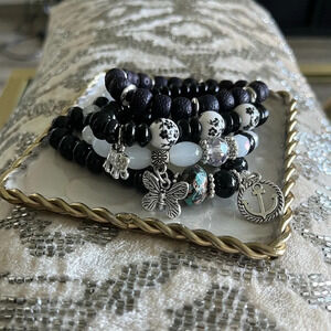 Bohemian Beaded Stretch Charm Bracelet (4pc) NWOT